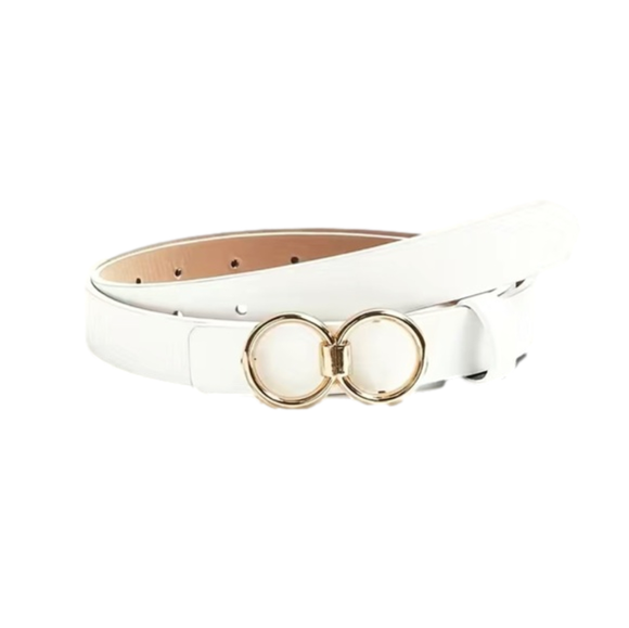 Boho Double Round Buckle PU Leather Waist Belt - Picture 7 of 10